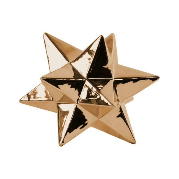 Urban Trends Collection Ceramic 12 Point Great Icosahedron Sculpture- Large - Polished Chrome Copper 12573